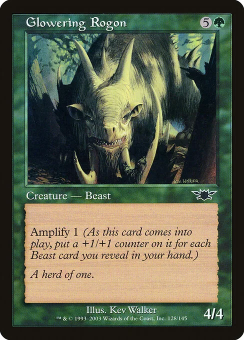 Glowering Rogon, carta Magic di tipo Creature — Beast illustrata da Kev Walker
