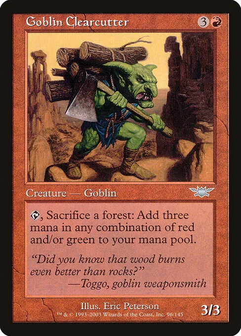 Goblin Clearcutter, carta Magic di tipo Creature — Goblin illustrata da Eric Peterson