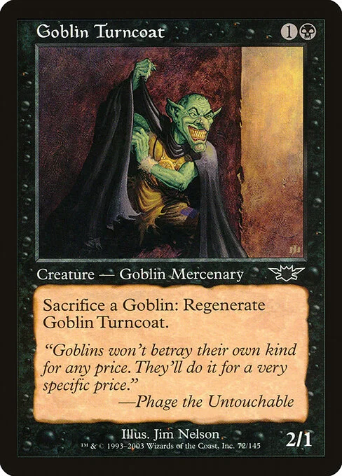 Goblin Turncoat, carta Magic di tipo Creature — Goblin Mercenary illustrata da Jim Nelson