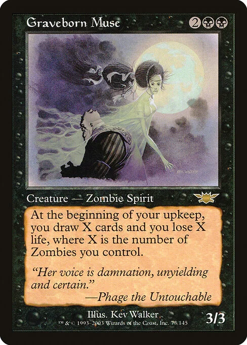Graveborn Muse, carta Magic di tipo Creature — Zombie Spirit illustrata da Kev Walker