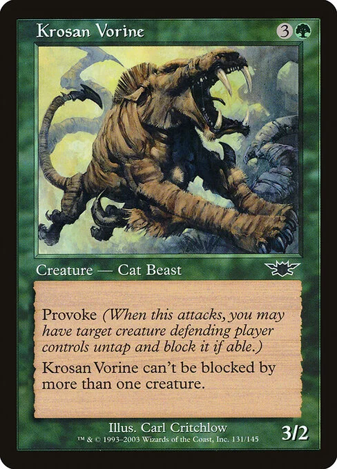 Krosan Vorine, carta Magic di tipo Creature — Cat Beast illustrata da Carl Critchlow