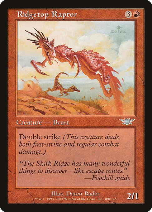 Ridgetop Raptor, carta Magic di tipo Creature — Dinosaur Beast illustrata da Daren Bader