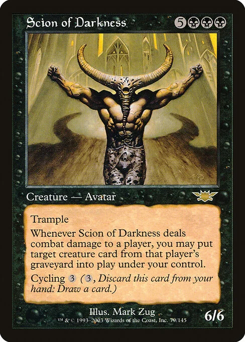 Scion of Darkness, carta Magic di tipo Creature — Avatar illustrata da Mark Zug