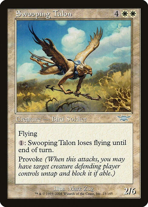 Swooping Talon, carta Magic di tipo Creature — Bird Soldier illustrata da Mark Zug
