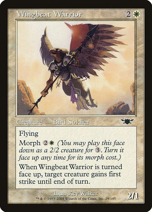 Wingbeat Warrior, carta Magic di tipo Creature — Bird Soldier Warrior illustrata da Kev Walker