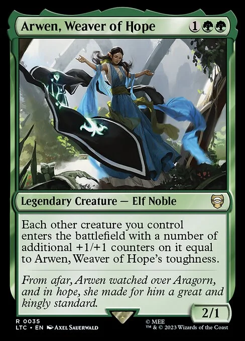 Arwen, Weaver of Hope, carta Magic di tipo Legendary Creature — Elf Noble illustrata da Axel Sauerwald