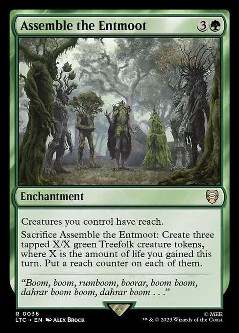 Assemble the Entmoot, carta Magic di tipo Enchantment illustrata da Alex Brock