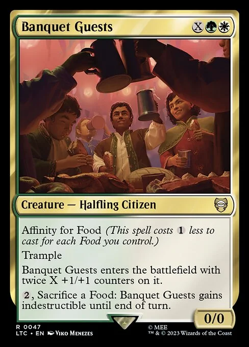 Banquet Guests, carta Magic di tipo Creature — Halfling Citizen illustrata da Viko Menezes