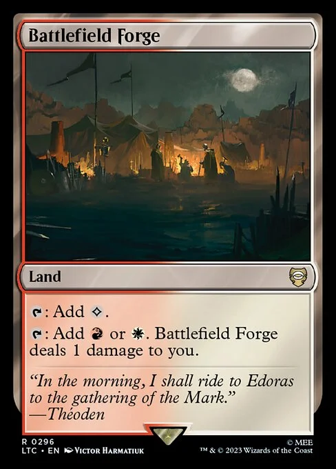 Battlefield Forge, carta Magic di tipo Land illustrata da Victor Harmatiuk