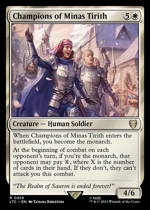 Champions of Minas Tirith, carta Magic di tipo Creature — Human Soldier illustrata da Tatiana Kirgetova