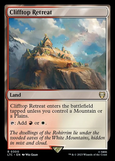 Clifftop Retreat, carta Magic di tipo Land illustrata da Wei Guan