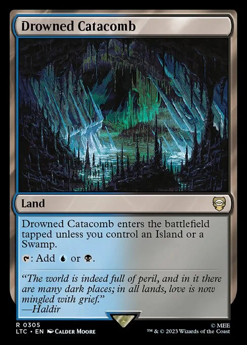 Drowned Catacomb, carta Magic di tipo Land illustrata da Calder Moore