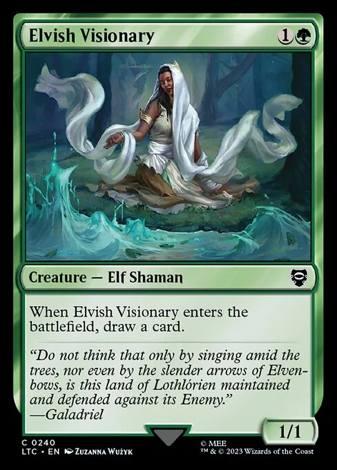 Elvish Visionary, carta Magic di tipo Creature — Elf Shaman illustrata da Zuzanna Wużyk