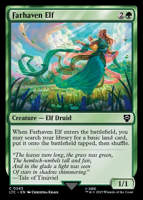 Farhaven Elf, carta Magic di tipo Creature — Elf Druid illustrata da Christina Kraus