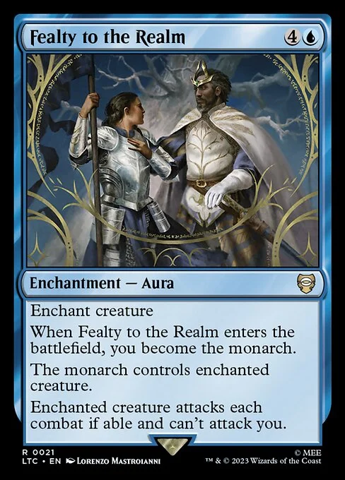 Fealty to the Realm, carta Magic di tipo Enchantment — Aura illustrata da Lorenzo Mastroianni