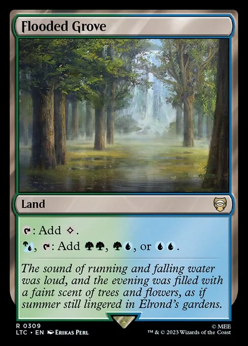 Flooded Grove, carta Magic di tipo Land illustrata da Erikas Perl