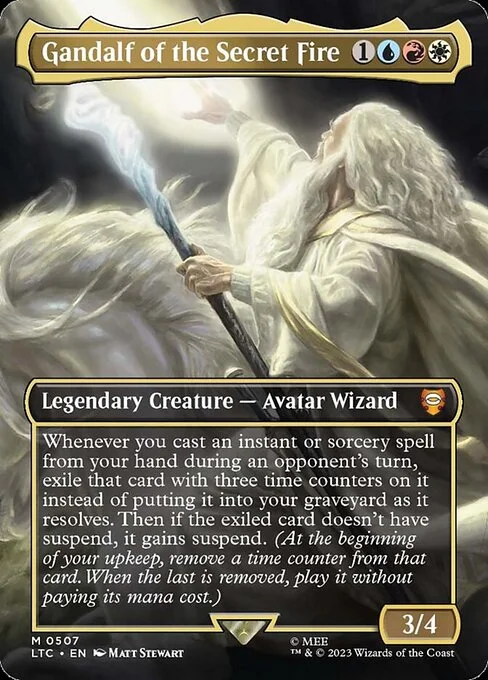 Gandalf of the Secret Fire, carta Magic di tipo Legendary Creature — Avatar Wizard illustrata da Matt Stewart