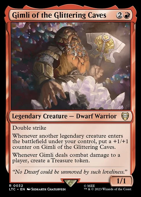 Gimli of the Glittering Caves, carta Magic di tipo Legendary Creature — Dwarf Warrior illustrata da Sidharth Chaturvedi
