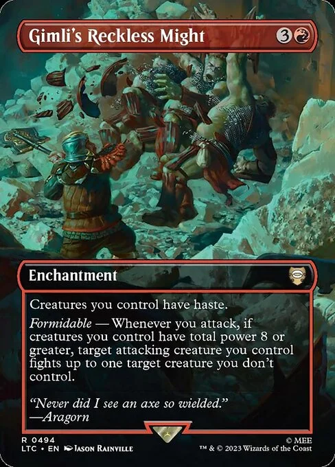 Gimli's Reckless Might, carta Magic di tipo Enchantment illustrata da Jason Rainville
