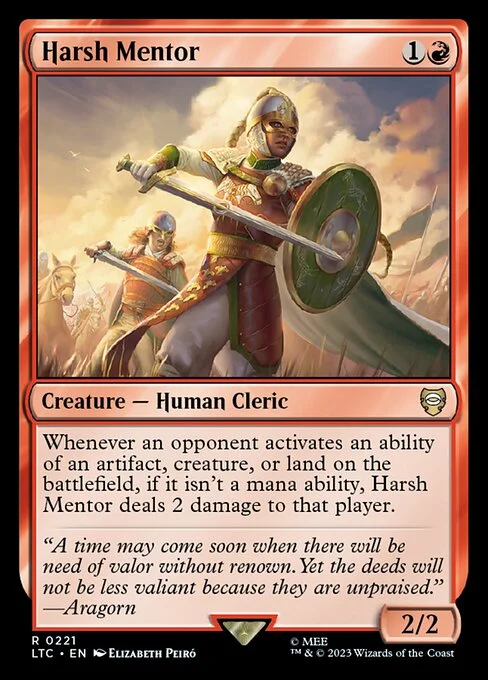 Harsh Mentor, carta Magic di tipo Creature — Human Cleric illustrata da Elizabeth Peiró
