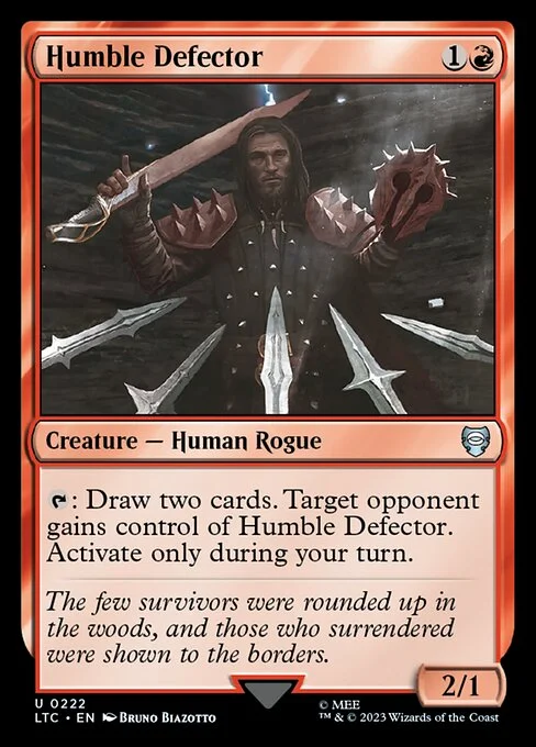 Humble Defector, carta Magic di tipo Creature — Human Rogue illustrata da Bruno Biazotto