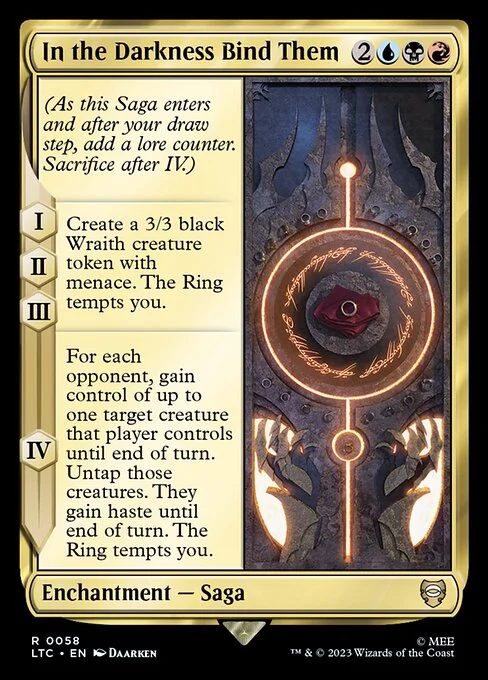 In the Darkness Bind Them, carta Magic di tipo Enchantment — Saga illustrata da Daarken