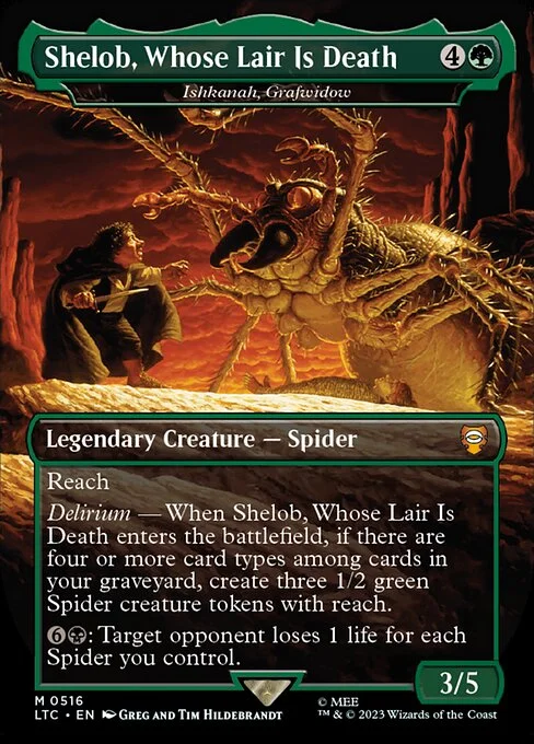 Ishkanah, Grafwidow, carta Magic di tipo Legendary Creature — Spider illustrata da Greg Hildebrandt & Tim Hildebrandt