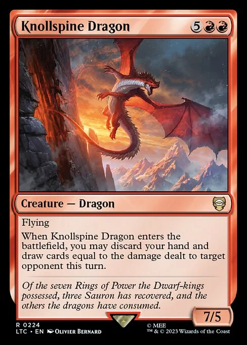 Knollspine Dragon, carta Magic di tipo Creature — Dragon illustrata da Olivier Bernard
