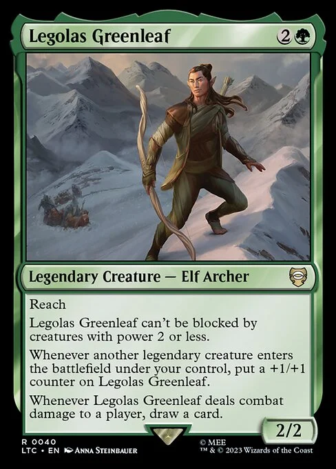 Legolas Greenleaf, carta Magic di tipo Legendary Creature — Elf Archer illustrata da Anna Steinbauer