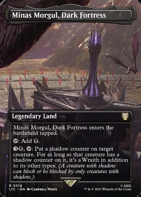 Minas Morgul, Dark Fortress, carta Magic di tipo Legendary Land illustrata da Campbell White
