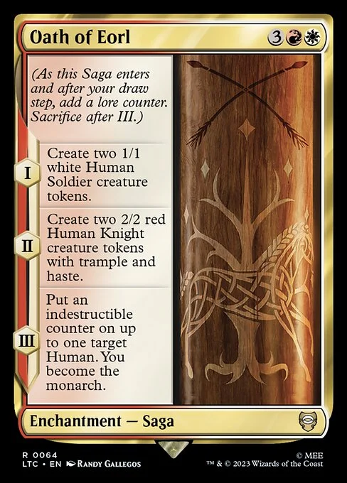 Oath of Eorl, carta Magic di tipo Enchantment — Saga illustrata da Randy Gallegos