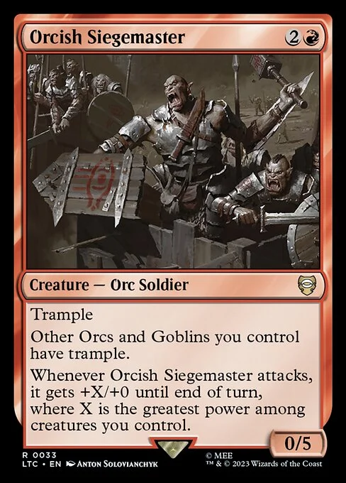 Orcish Siegemaster, carta Magic di tipo Creature — Orc Soldier illustrata da Anton Solovianchyk