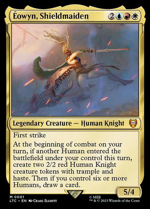 Éowyn, Shieldmaiden, carta Magic di tipo Legendary Creature — Human Knight illustrata da Craig Elliott
