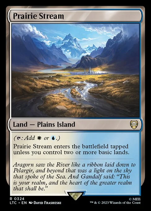 Prairie Stream, carta Magic di tipo Land — Plains Island illustrata da David Frasheski