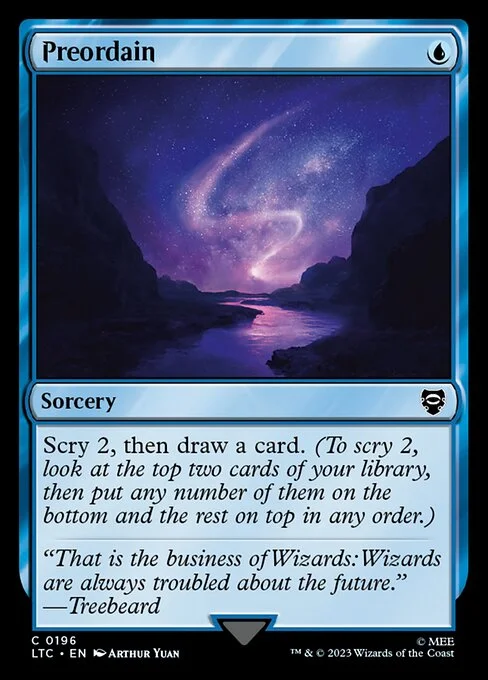 Preordain, carta Magic di tipo Sorcery illustrata da Arthur Yuan