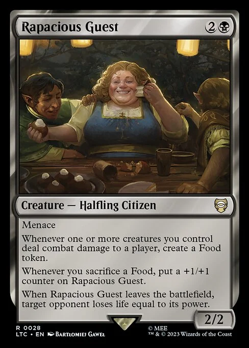 Rapacious Guest, carta Magic di tipo Creature — Halfling Citizen illustrata da Bartłomiej Gaweł