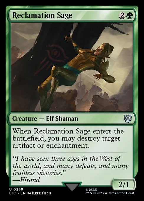 Reclamation Sage, carta Magic di tipo Creature — Elf Shaman illustrata da Ilker Yildiz