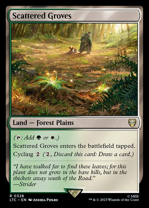 Scattered Groves, carta Magic di tipo Land — Forest Plains illustrata da Andrea Piparo