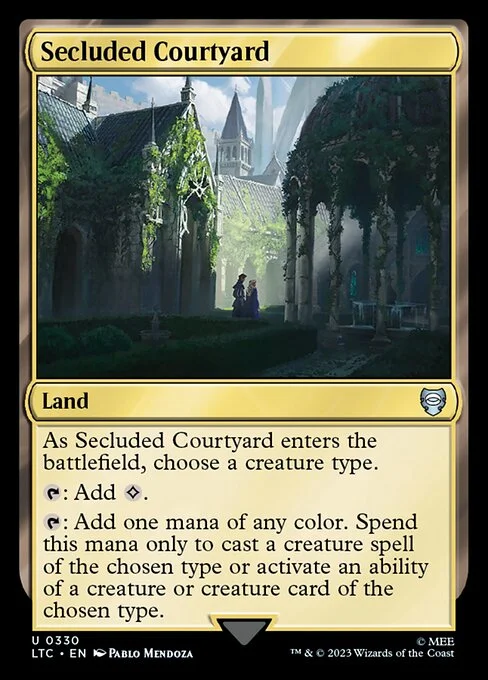 Secluded Courtyard, carta Magic di tipo Land illustrata da Pablo Mendoza