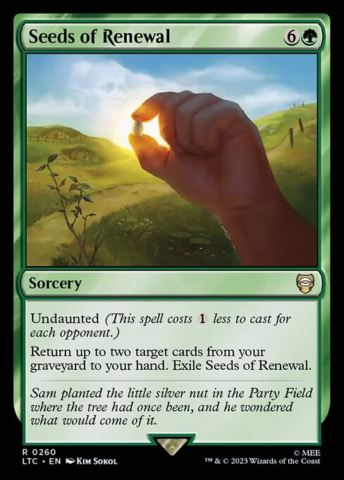 Seeds of Renewal, carta Magic di tipo Sorcery illustrata da Kim Sokol
