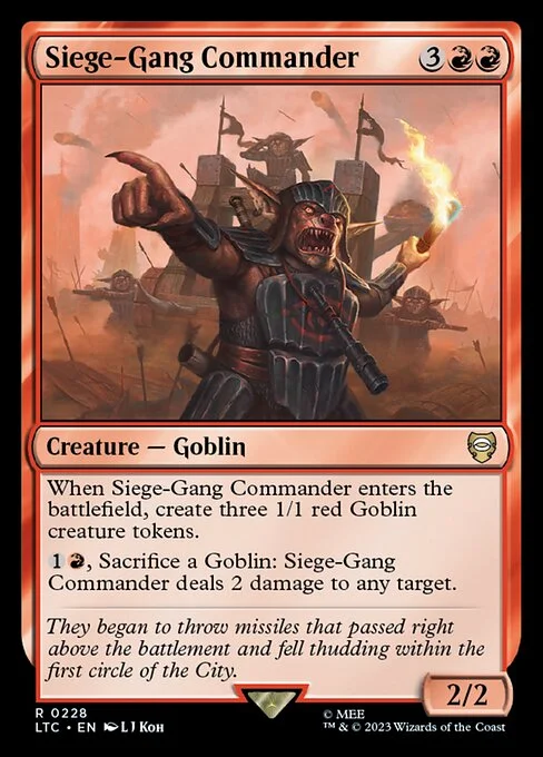 Siege-Gang Commander, carta Magic di tipo Creature — Goblin illustrata da L J Koh