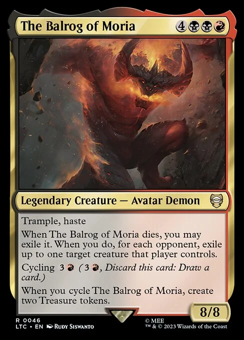 The Balrog of Moria, carta Magic di tipo Legendary Creature — Avatar Demon illustrata da Rudy Siswanto