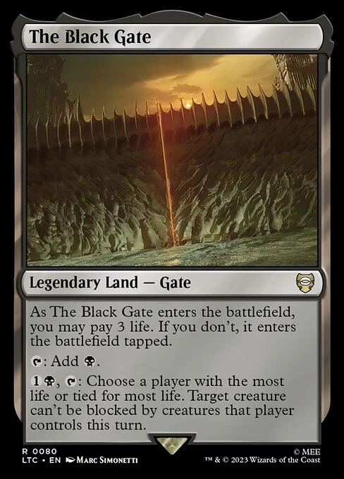 The Black Gate, carta Magic di tipo Legendary Land — Gate illustrata da Marc Simonetti