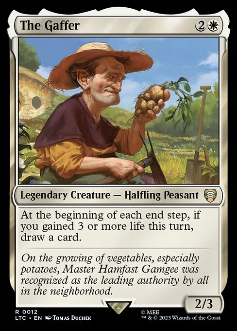 The Gaffer, carta Magic di tipo Legendary Creature — Halfling Peasant illustrata da Tomas Duchek