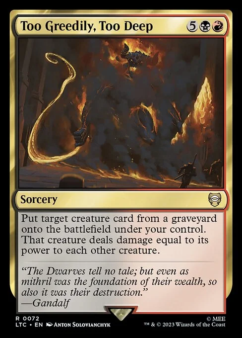 Too Greedily, Too Deep, carta Magic di tipo Sorcery illustrata da Anton Solovianchyk