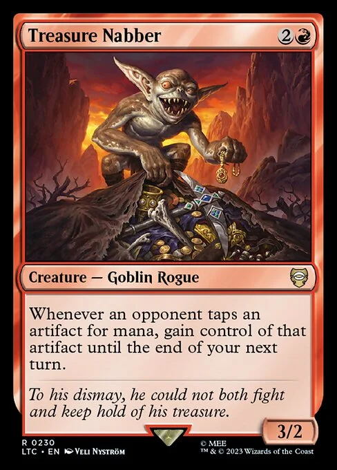 Treasure Nabber, carta Magic di tipo Creature — Goblin Rogue illustrata da Veli Nyström