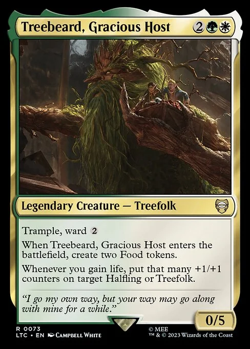Treebeard, Gracious Host, carta Magic di tipo Legendary Creature — Treefolk illustrata da Campbell White