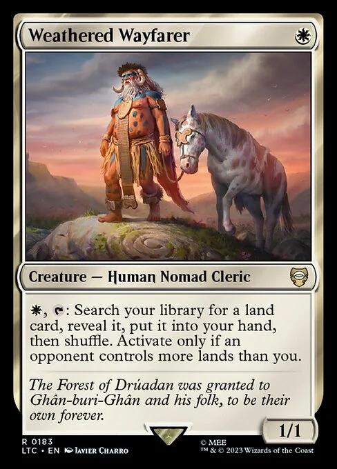 Weathered Wayfarer, carta Magic di tipo Creature — Human Nomad Cleric illustrata da Javier Charro