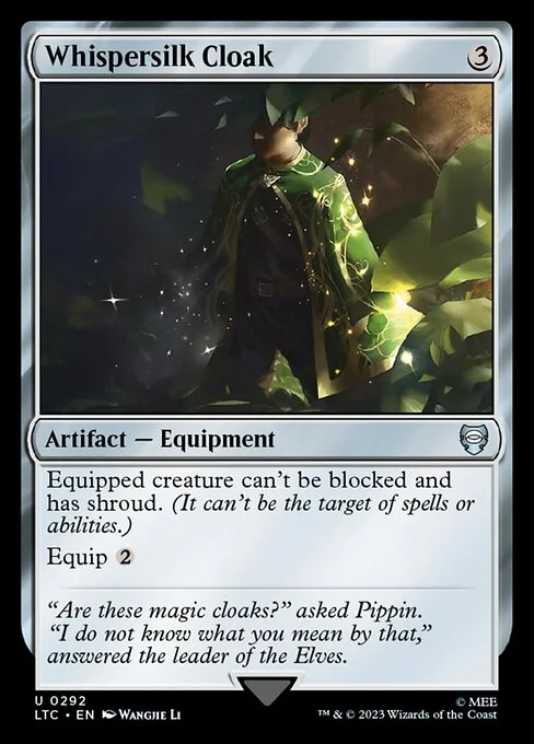 Whispersilk Cloak, carta Magic di tipo Artifact — Equipment illustrata da Wangjie Li