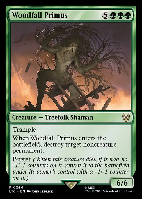 Woodfall Primus, carta Magic di tipo Creature — Treefolk Shaman illustrata da John Tedrick